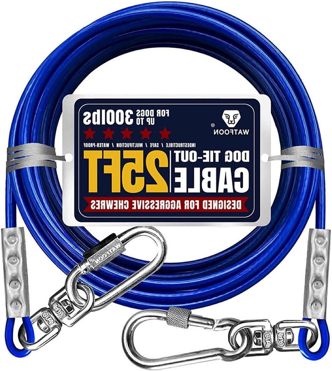 Honden Uitbindkabel - Tie-out Tether - Buiten Activiteiten - Extra Sterke Kabel - 25 voet - Blauw