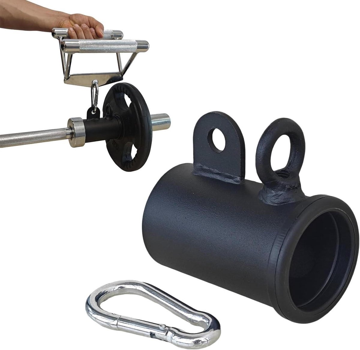 Barbell Row Attachment - Haltermouw Fitness - Rugtrainingen - Versterkte Ondersteuning - 10cm Lengte - Zwart