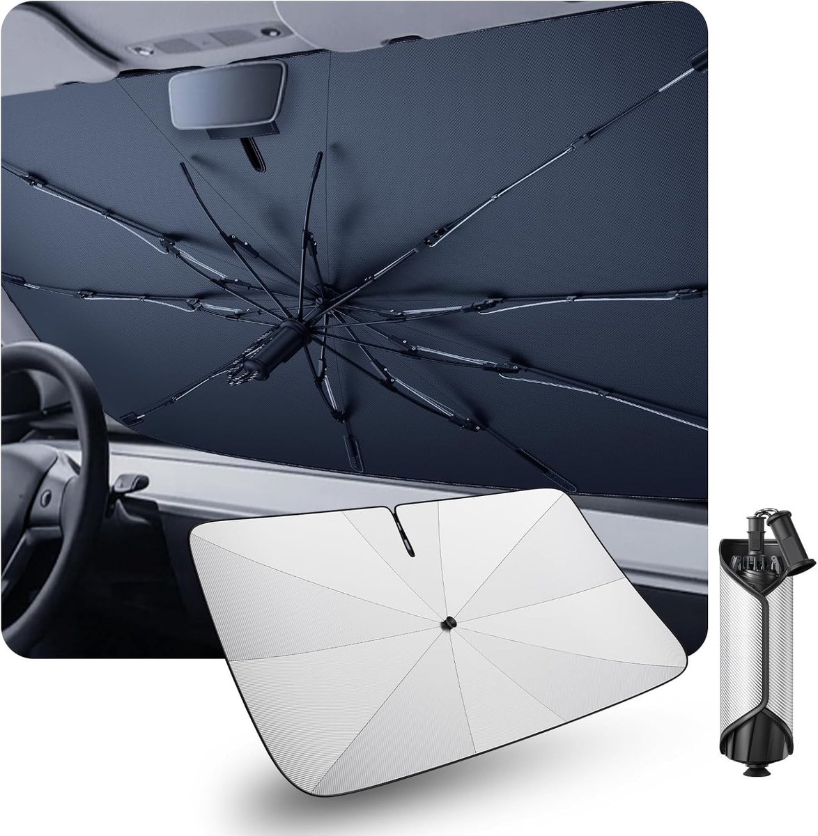 SnelShoppen - Zonwering voor Fiat Grande Panda 2025 2026, UV-bescherming, hittewerend, nano-titanium coating, voorruit afdekking, auto accessoires, co