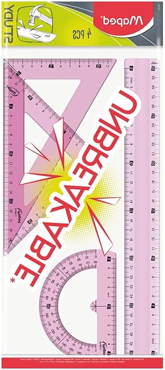 Liniaal Set - Meetgereedschap - Studeren - Onbreekbaar Materiaal - 30 cm - Transparant
