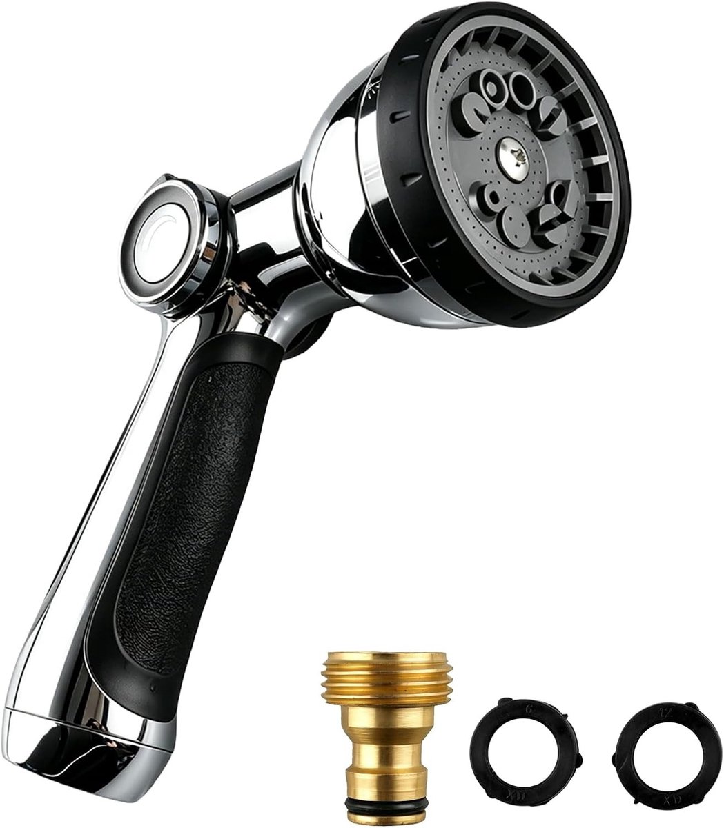 Tuinhanddouche - Zwart - 13 x 11 x 6,8 cm - Multifunctionele Sproeikop met 10 Sproeipatronen - Voor Tuinirrigatie en Autowassen