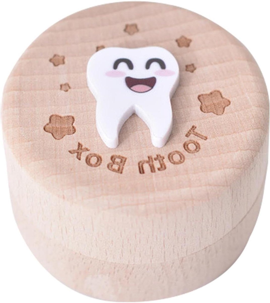 Tanden Fee Doos - Melktanden Houder - Herinneringen Bewaren - Houten Constructie - 5x5x3.5 cm - Multicolor
