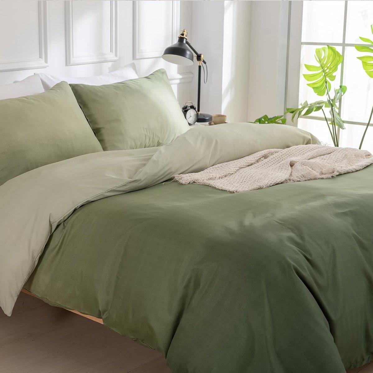 Beddengoedset - Groen - 240 x 220 cm - Microvezel met Ritssluiting - Voor een Comfortabele Slaap