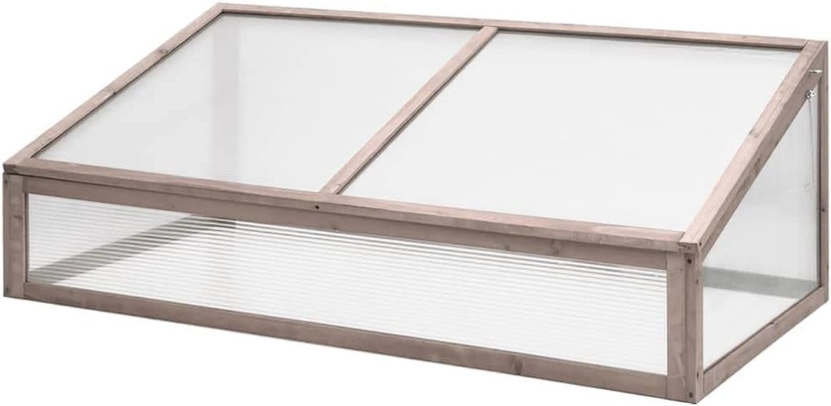 Houten Kweekkas - Mini Kas Planten - Planten Beschermen - Massief Vurenhout - 110x58.5x39cm - Grijs