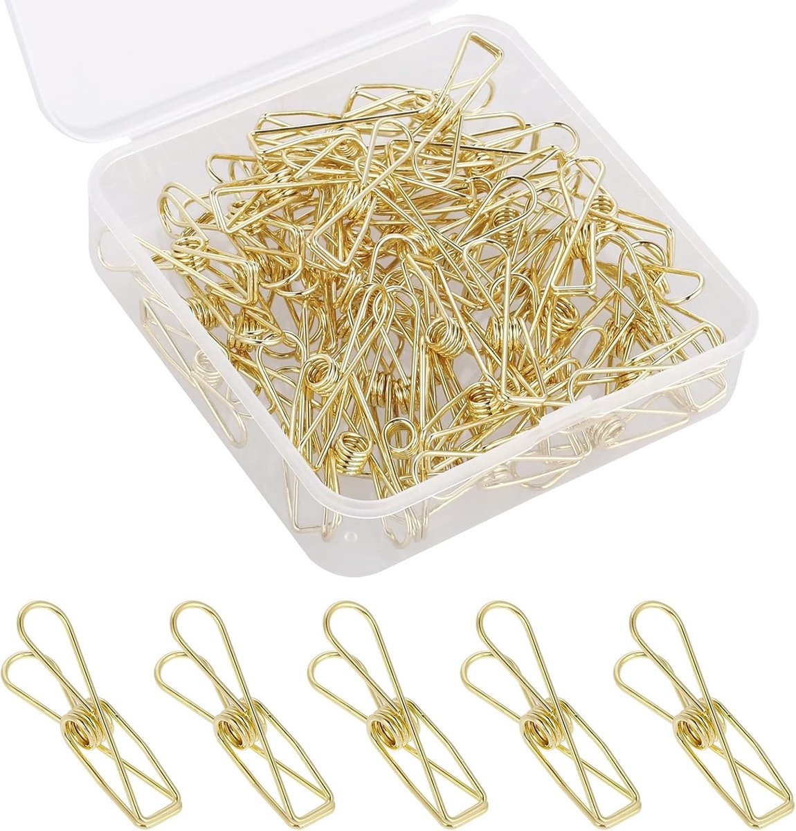 50 Stuks Gouden Paperclips - Mini Binder Clips van Metaal voor Documenten, Kleding en Creatieve Projecten