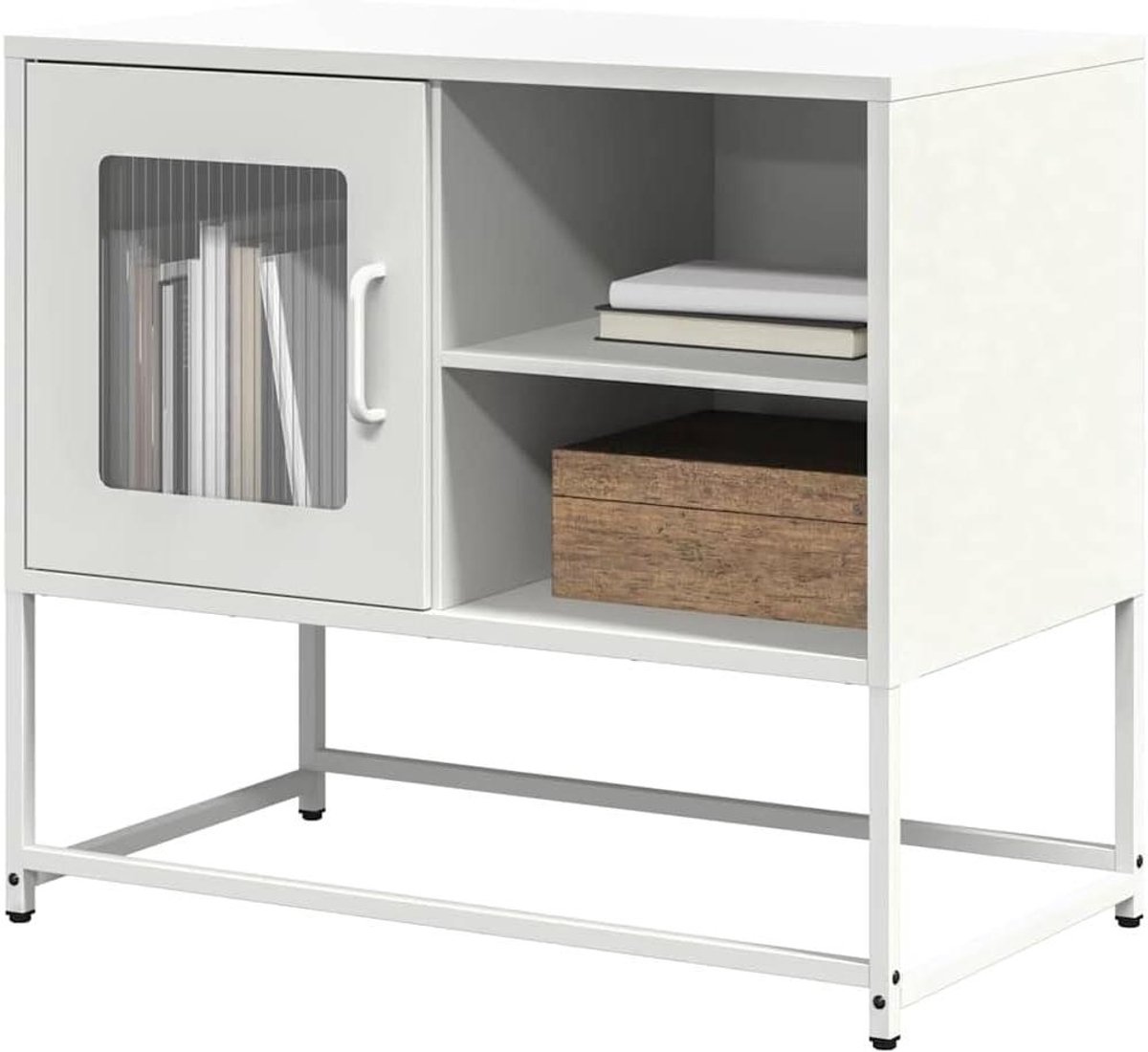 TV-kast staal - Mediameubel - Woonkamer opbergen - Flexibele montage - 68 x 39 x 60.5 cm - Wit