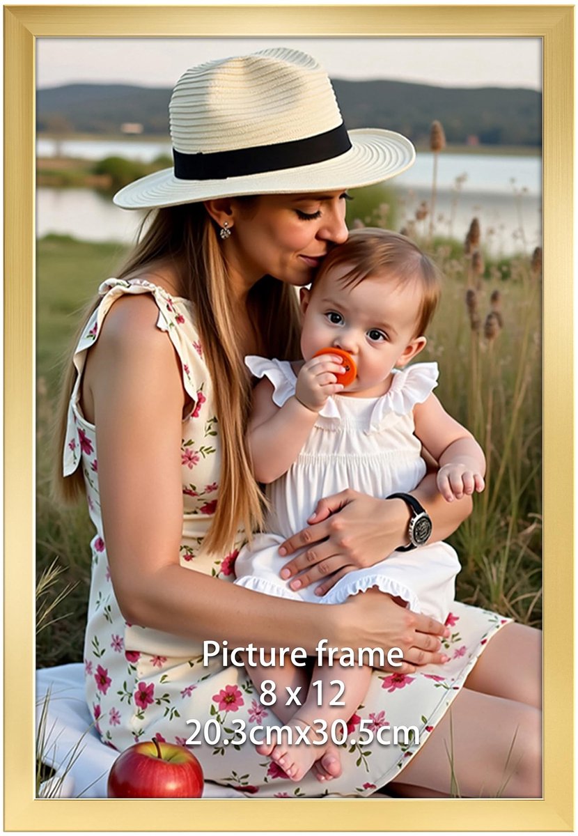 Omgoods - Moderne Fotolijst 12x8 cm met Gouden Rand voor Wand- en Tafelgebruik