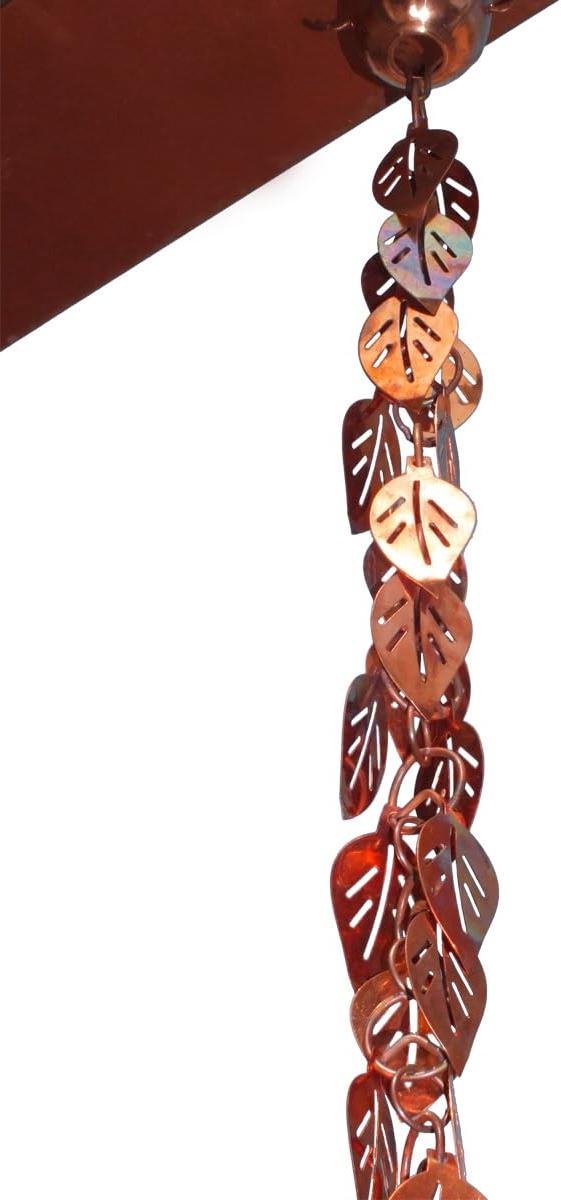 Regenketting - Watergeleider - Tuindecoratie - Koperen bladeren - 259 cm lengte - Koper