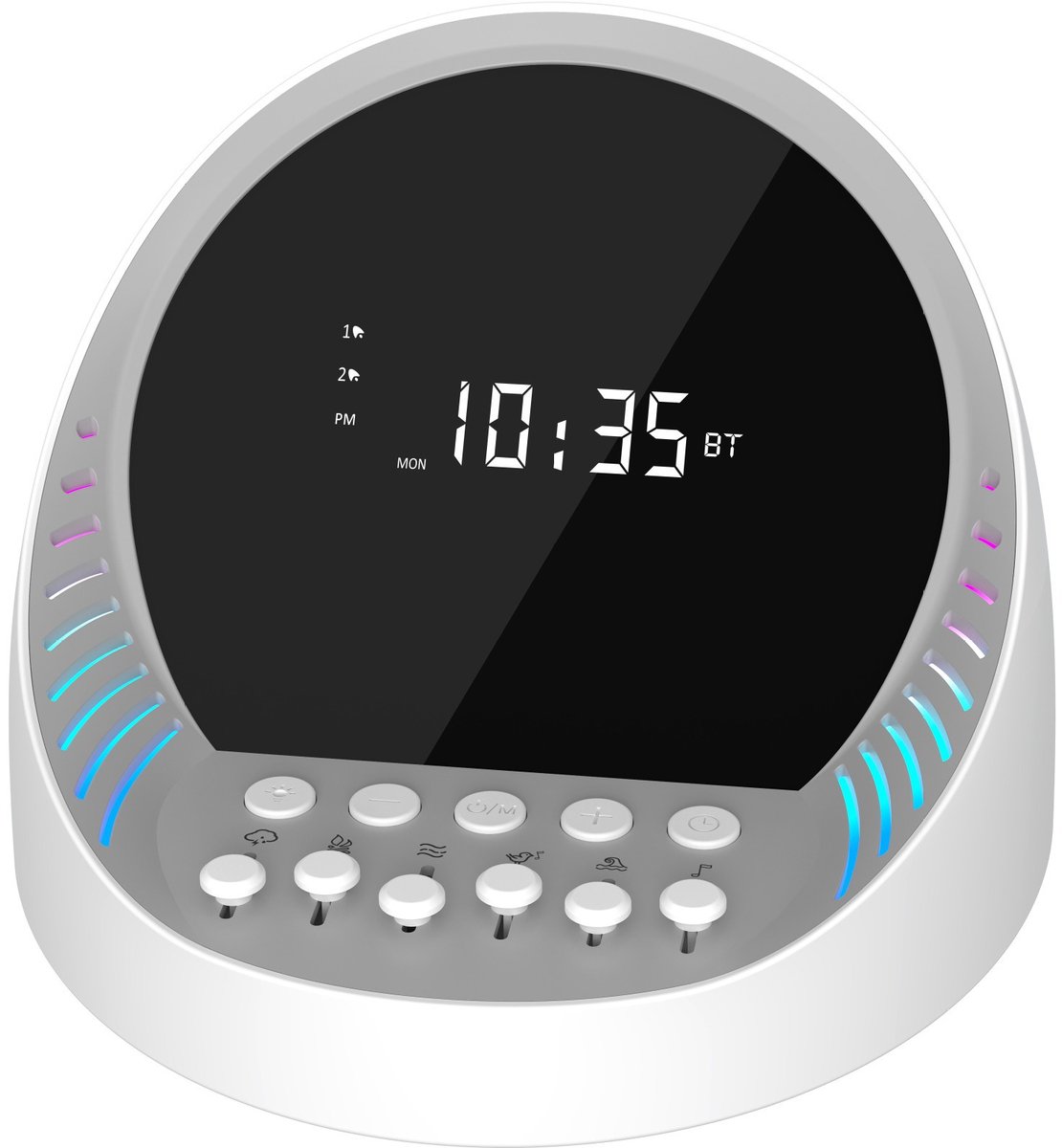 Bobypet - White Noise Machine met Wekker - Slaaptrainer voor Baby en Volwassenen - Draagbaar Ruisapparaat met 189 Unieke Geluidscombinaties, Bluetooth Speaker & RGB Nachtlampje - Slaaphulp Cadeau
