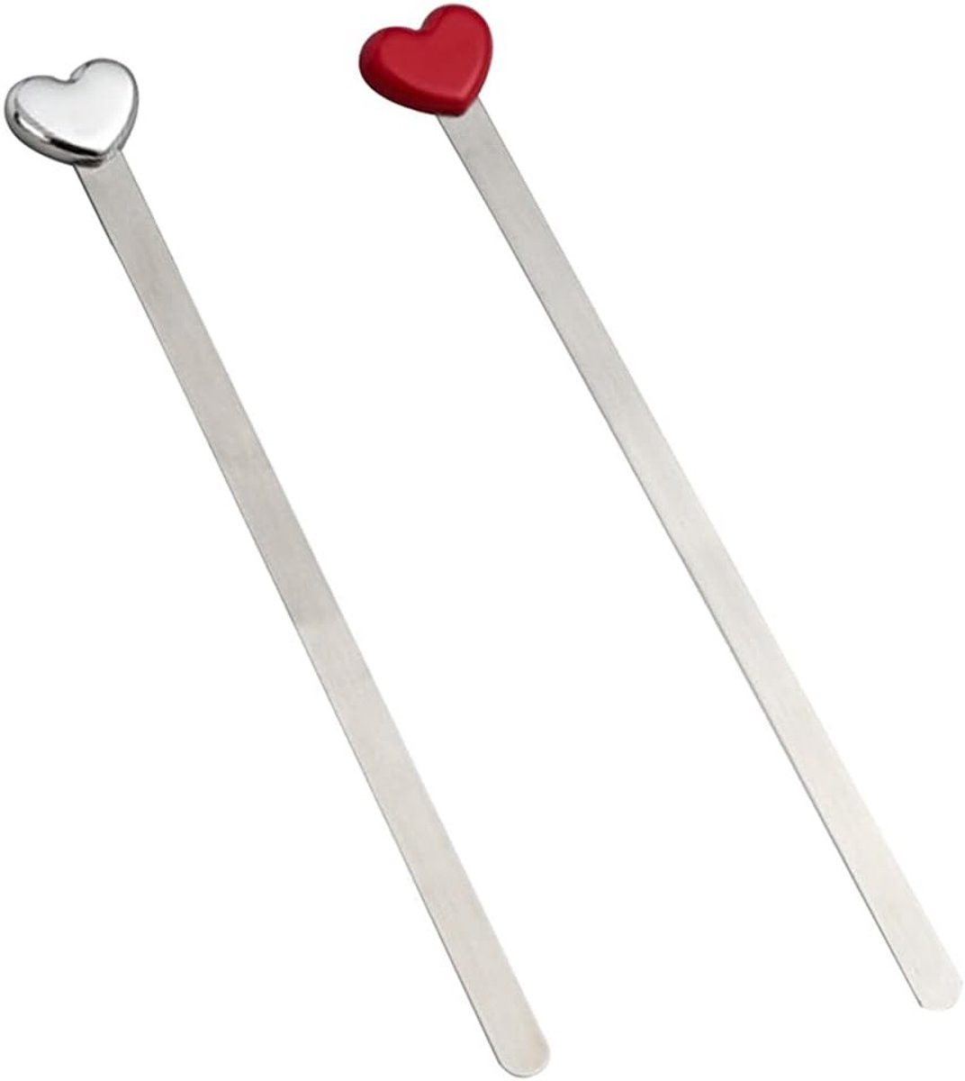 Set van 2 Hartvormige Metalen Boekenleggers - Lange Pagina Markers voor Studenten, Kinderen en Cadeaus