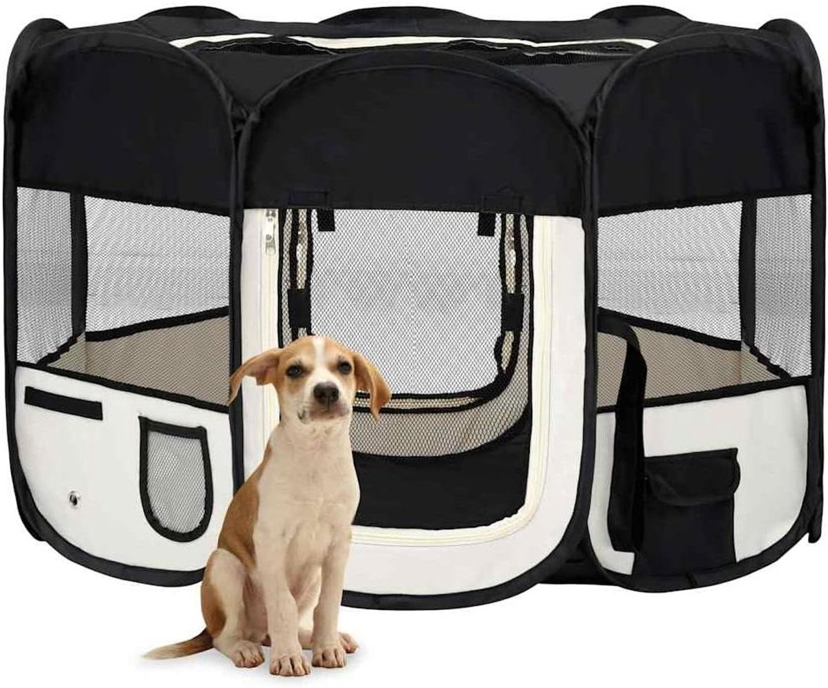 Opvouwbare Puppyren - Hondenren Trainingsren - Veilig Trainen - Met Draagtas - 110 x 110 x 58 cm - Zwart