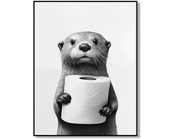 Wanddecoratie met Otter en Toilettenpapier (20x30cm) - Kunstdruck