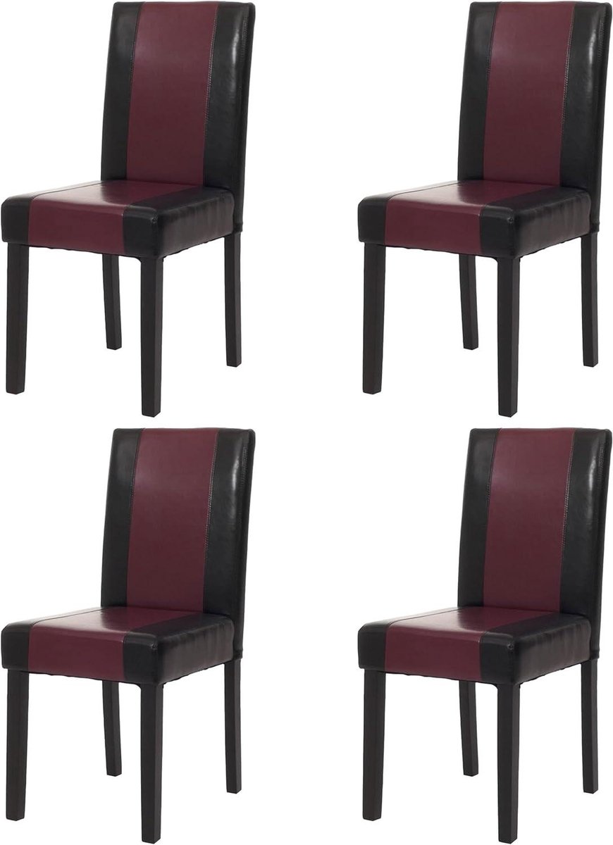 Eetkamerstoelen Set - Keukenstoelen Kunstleer - Comfortabel Zitten - Hoogwaardige Afwerking - 4 Stuks - Zwart Rood
