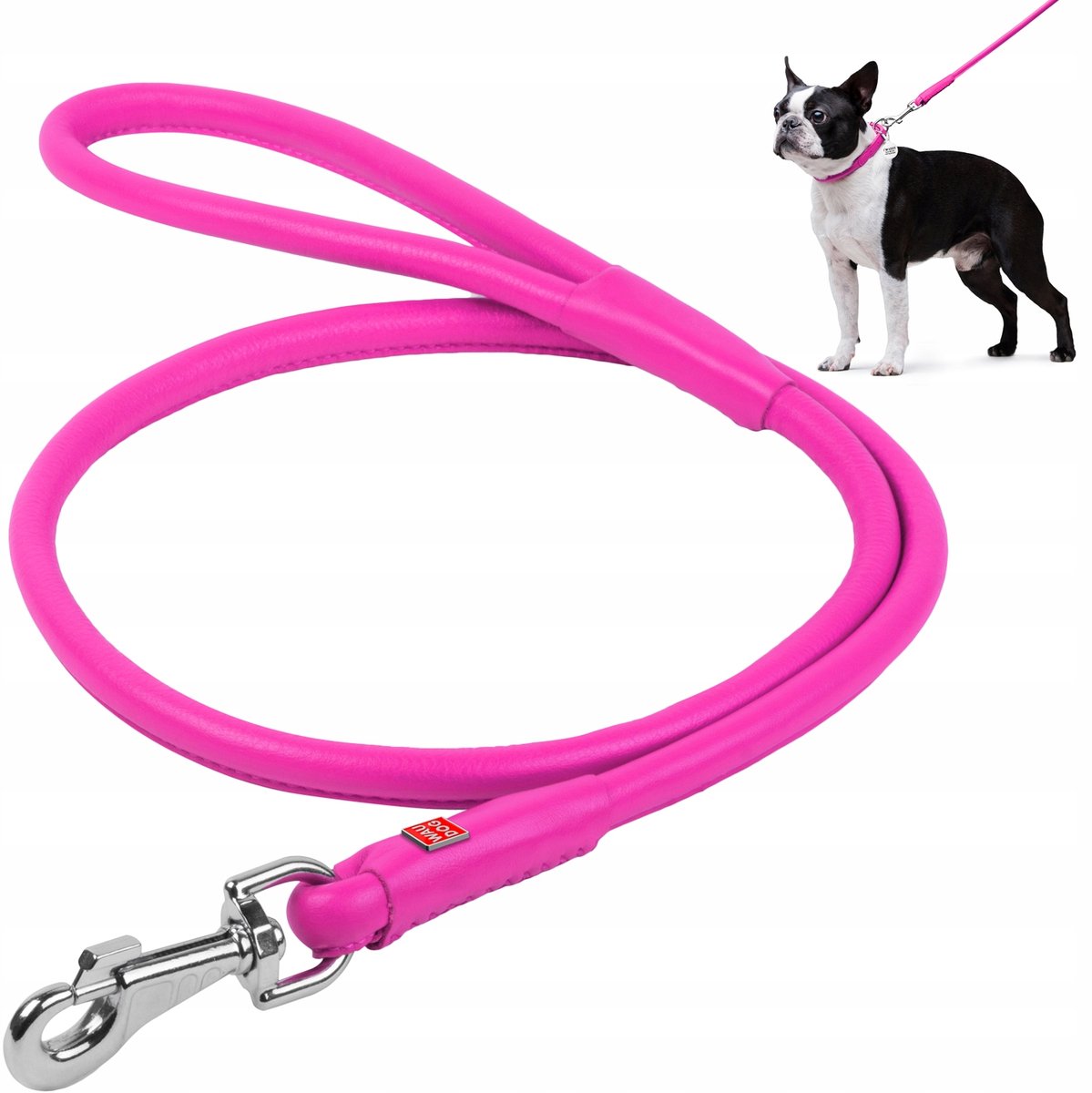 Merkloze Roze Leren Hondensnoer, Rond, XL/XXL, 183 cm