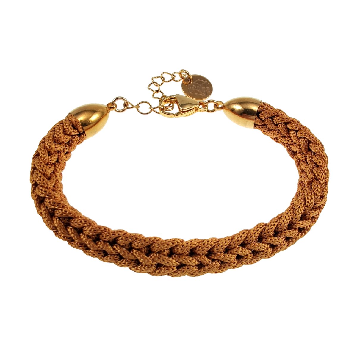 Handgemaakte Crochet Armband voor Dames Goudkleurig RVS en Ambergeel – Verstelbaar 15 tot 19 cm