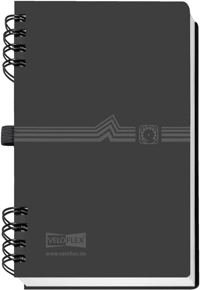 Adresboek - Zwart - DIN A6 - Kunststof met Spiraalbinding en 12-delig Register - Met Balpenlus