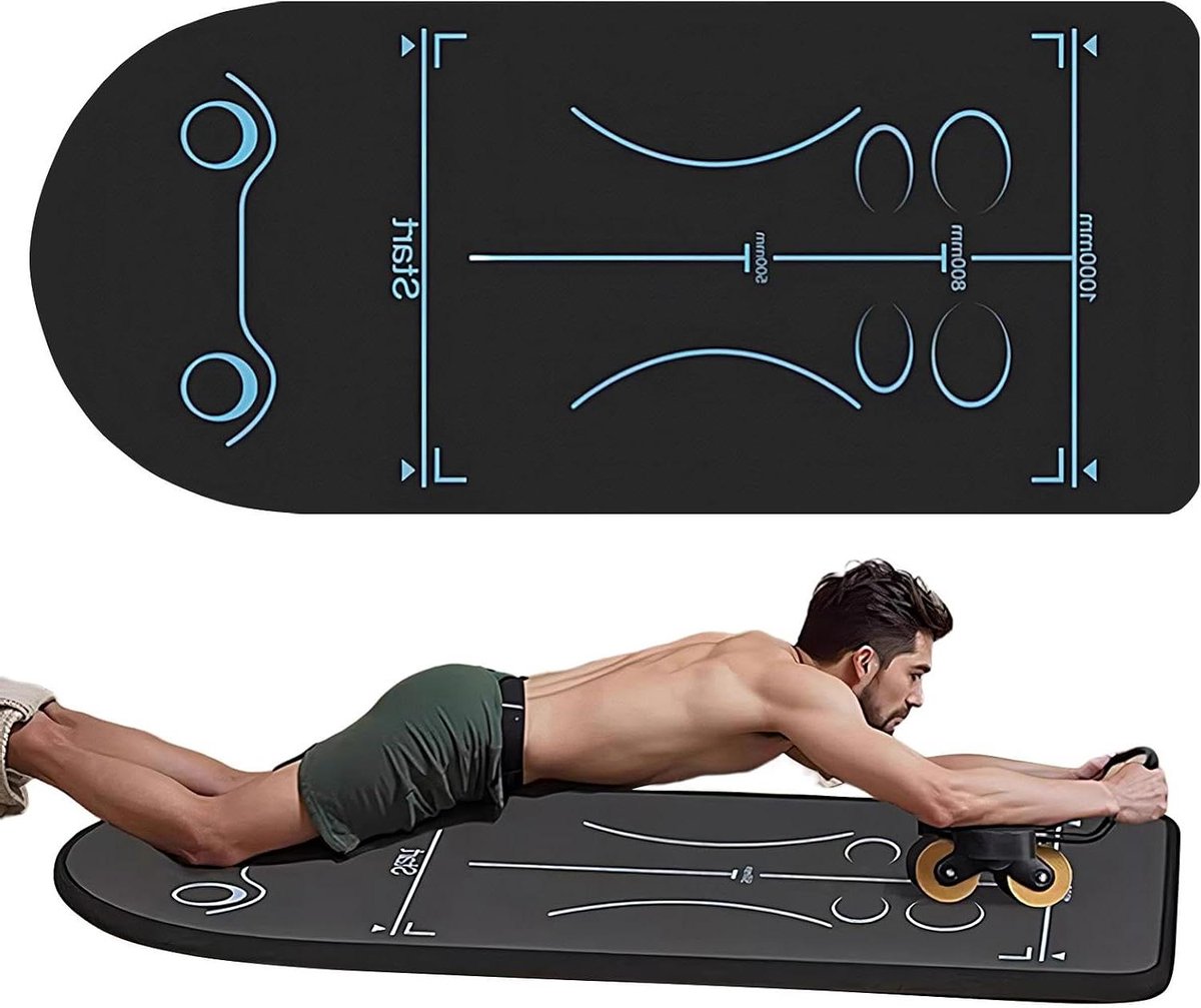 Ab Roller Mat - Kniebeschermer Fitness - Core Workout - Extra Dik - 150x60cm - Zwart