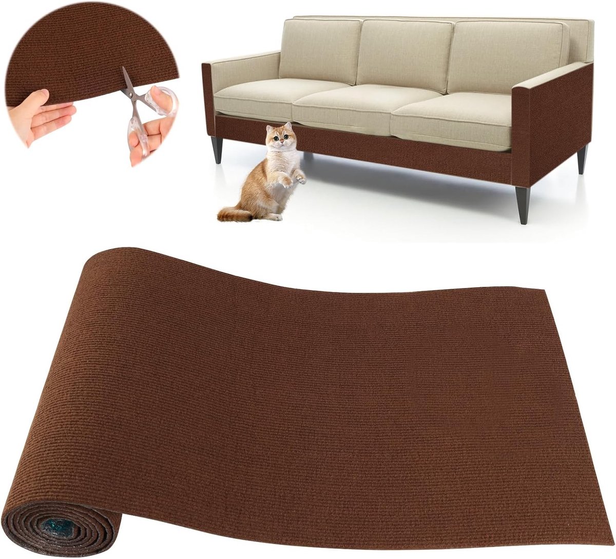 Antikrabvellen - Donkerbruin - 40 x 200 cm - Zelfklevende Krabmat van Niet-geweven Stof en Polyester - Voor Meubelbescherming