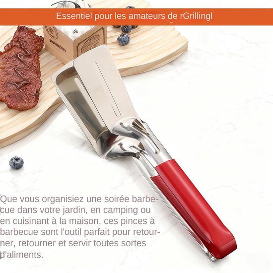 Grilltang Spatel - Keukentang Kooktang - Barbecue Koken - Anti-aanbaklaag - 2-delige set - Zilver — afbeelding 4