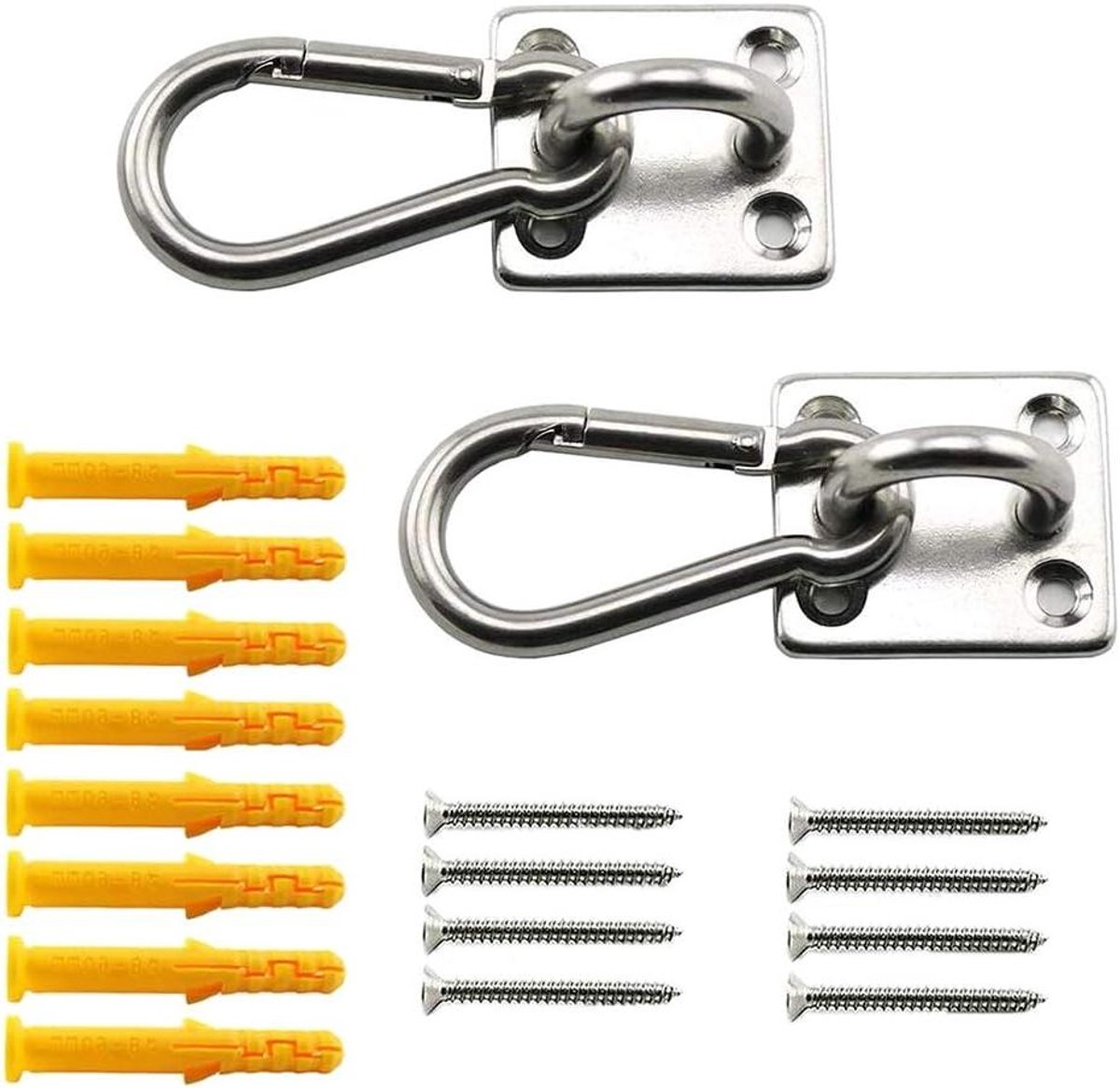 Wandhouders - Bevestigingsset U-vormig - Hangmatten Schommels - Set van 2 stuks - M6 - Zilver