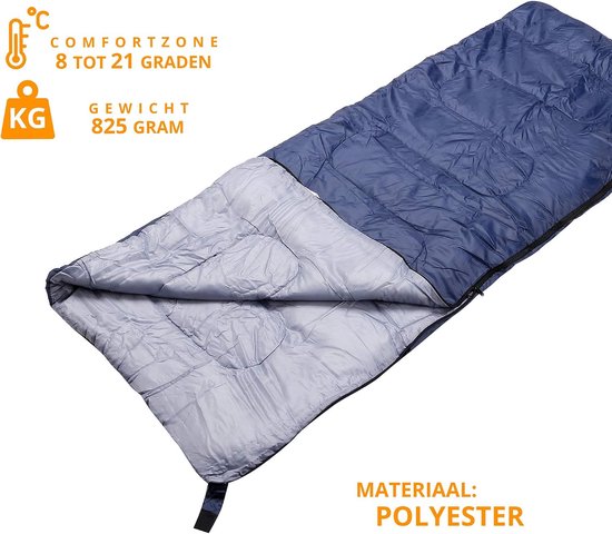 Slaapzak Dekenmodel - Zomerslaapzak Kampeerslaapzak - Kamperen Buiten - Volledig Open Ritsbaar - 190 x 70 cm - Blauw — afbeelding 2