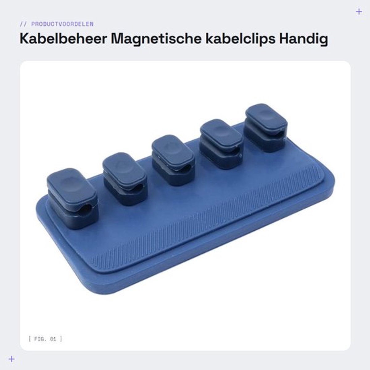 Kabelbeheer - Magnetische kabelclips - Handig en praktisch - Koningsblauw - USB-C en Micro kabel - Ideaal voor bureau - 5 clips