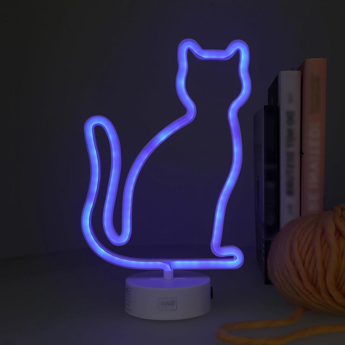 LED Neon Lamp - Tafel Lamp Kat - Decoratie Huis - Kat Thema - 32.5 cm Hoog - Blauw