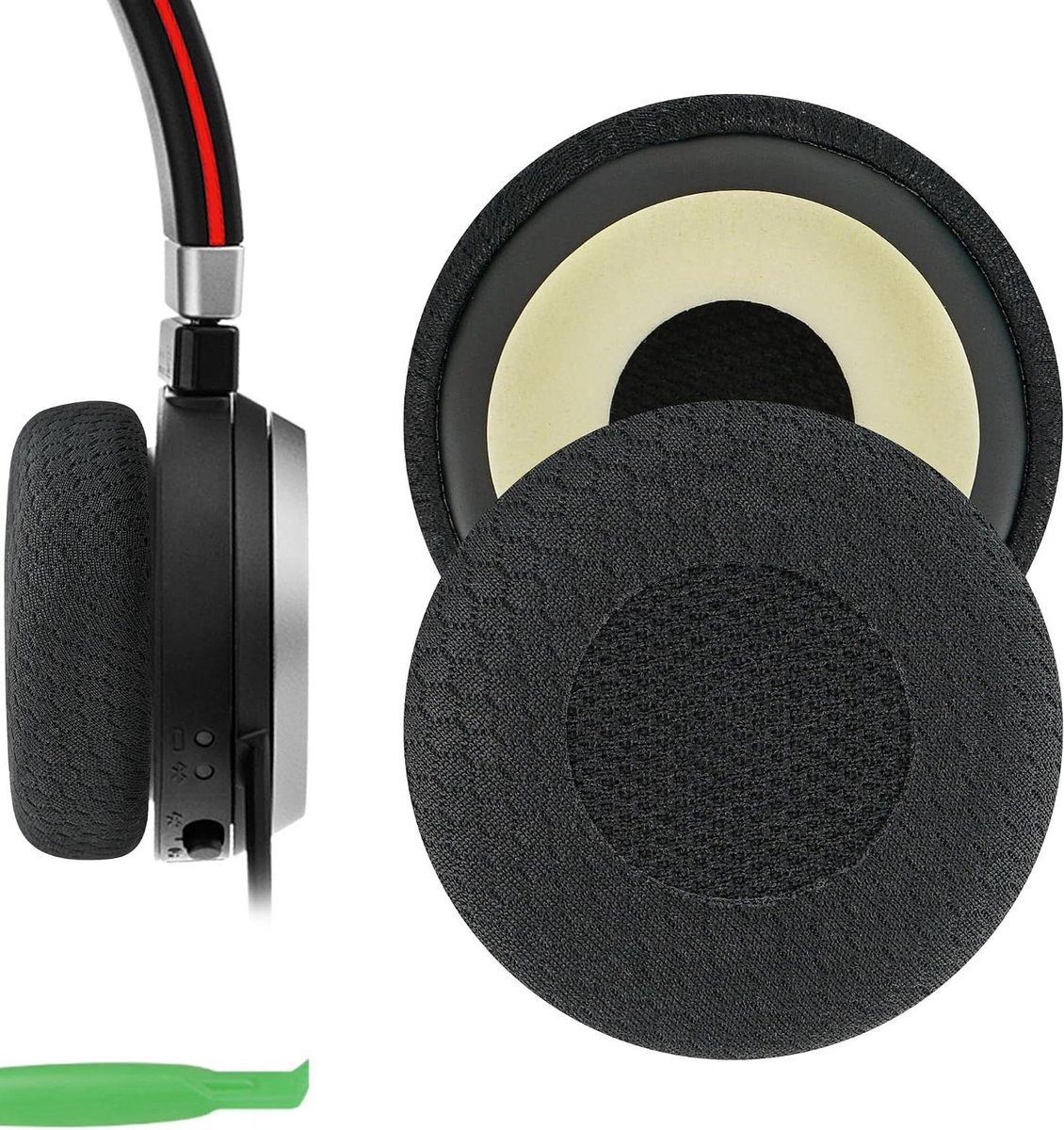 Vervangende Oorkussens - Oorschelpen Reparatie - Hoofdtelefoon Herstellen - Traagschuim en Mesh - 6 x 6 x 1.6 cm - Zwart