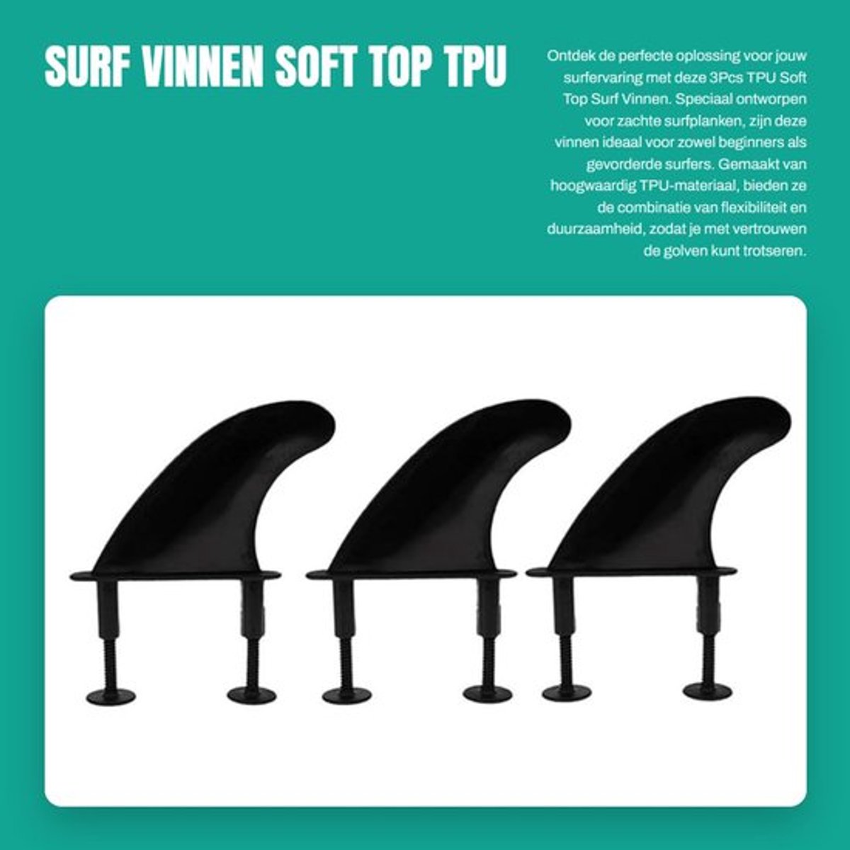Surfvinnen Hoogwaardig TPU - 3Pcs Vinnen - 6 Vinnen Schroeven - Zachte Surfplank - Lichtgewicht - Duurzaam - Surfplankvinnen