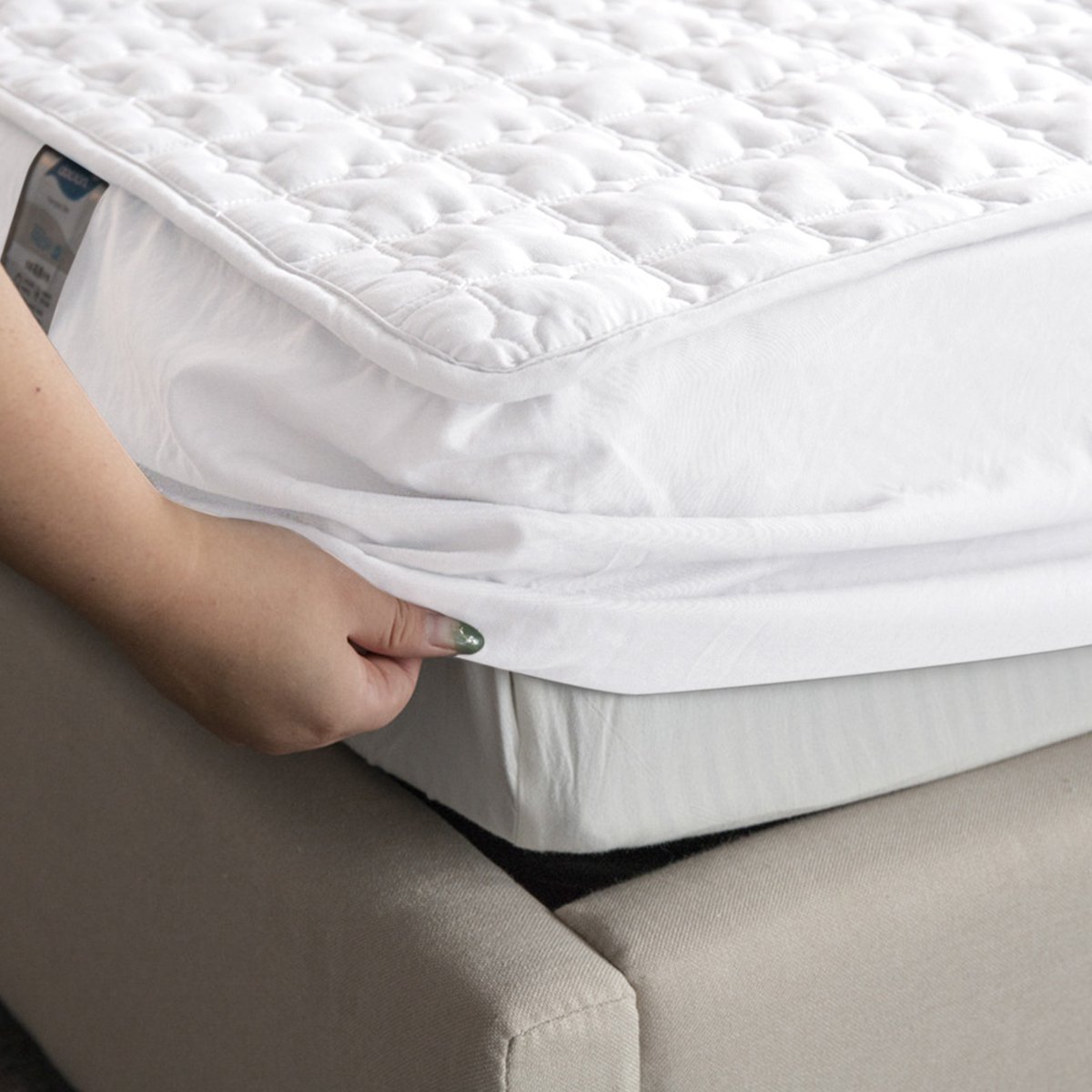 OKWISH 90 X 200 cm Matrashoes - Ademend Wasbaarm- Katoen - Allergievriendelijk - Voor Comfortabel Slapen - Wit