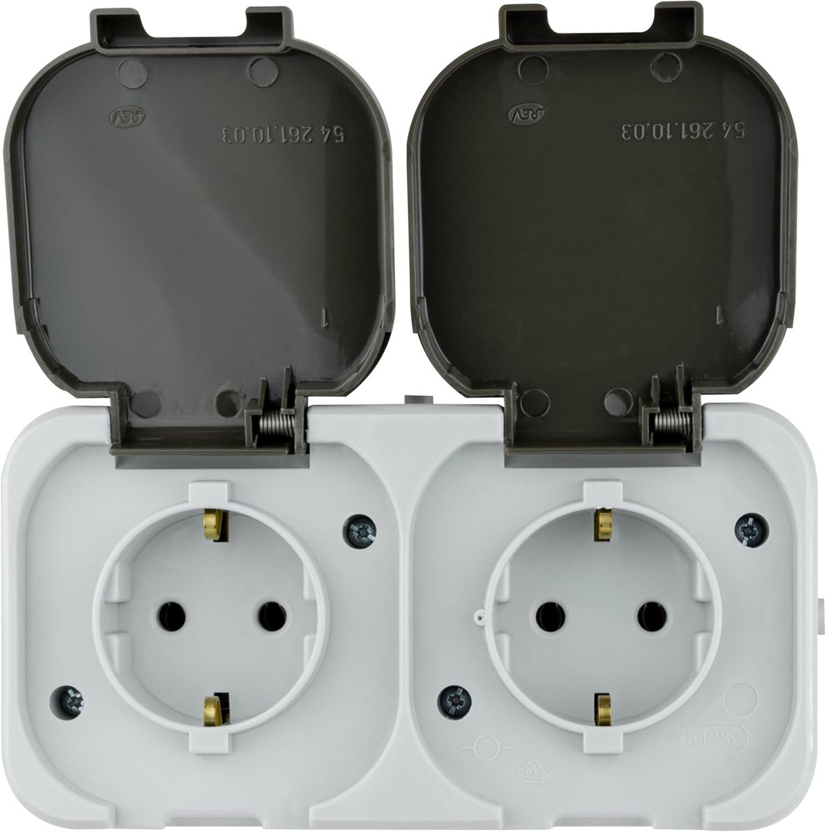 Buitenstopcontact - Grijs - Steckdosen - Waterdicht IP44 Dubbel Stopcontact - Voor Vochtige Ruimtes