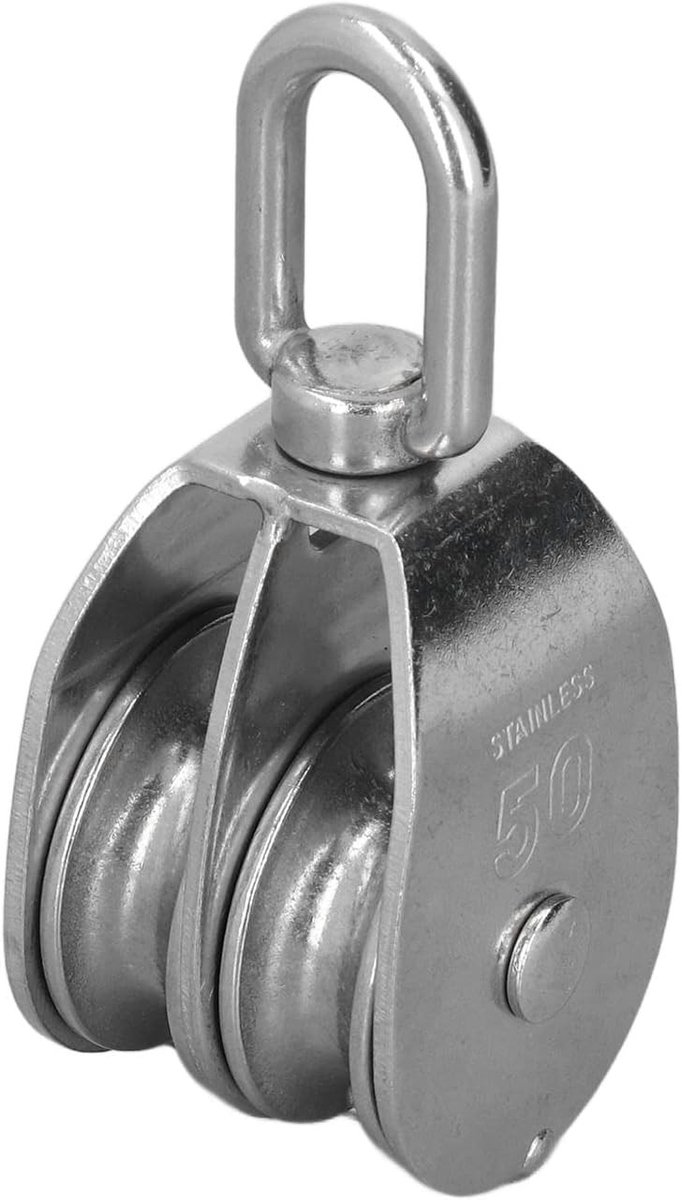Dubbele Schijf Katrol 50mm van 304 RVS voor Bootlift en Yachten - 400kg Laadvermogen, Ideaal voor Speedboten en Accessoires
