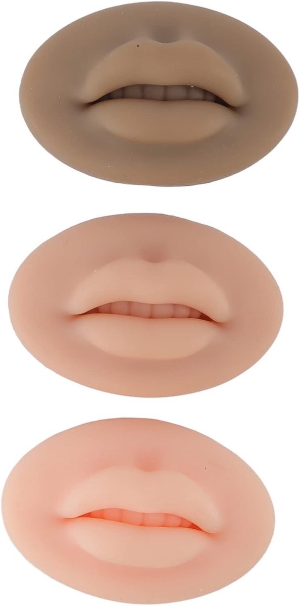3 Stuks Oefenlippen voor Tattoo, Microblading Oefenhuid en Realistische Lip Training voor Beginners in Cosmetica en Make-up