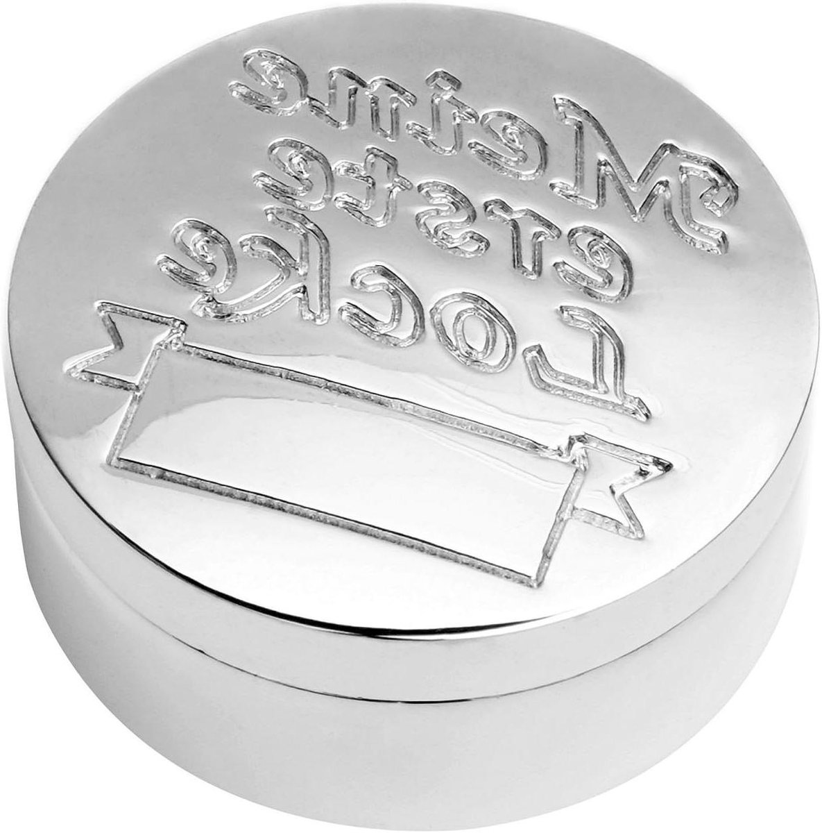 Babys Herinneringsdoosje - Haarlok Doosje - Bewaren Eerste Haar - Zilverkleurig Met Gravure - 4.3 cm Diameter - Zilver