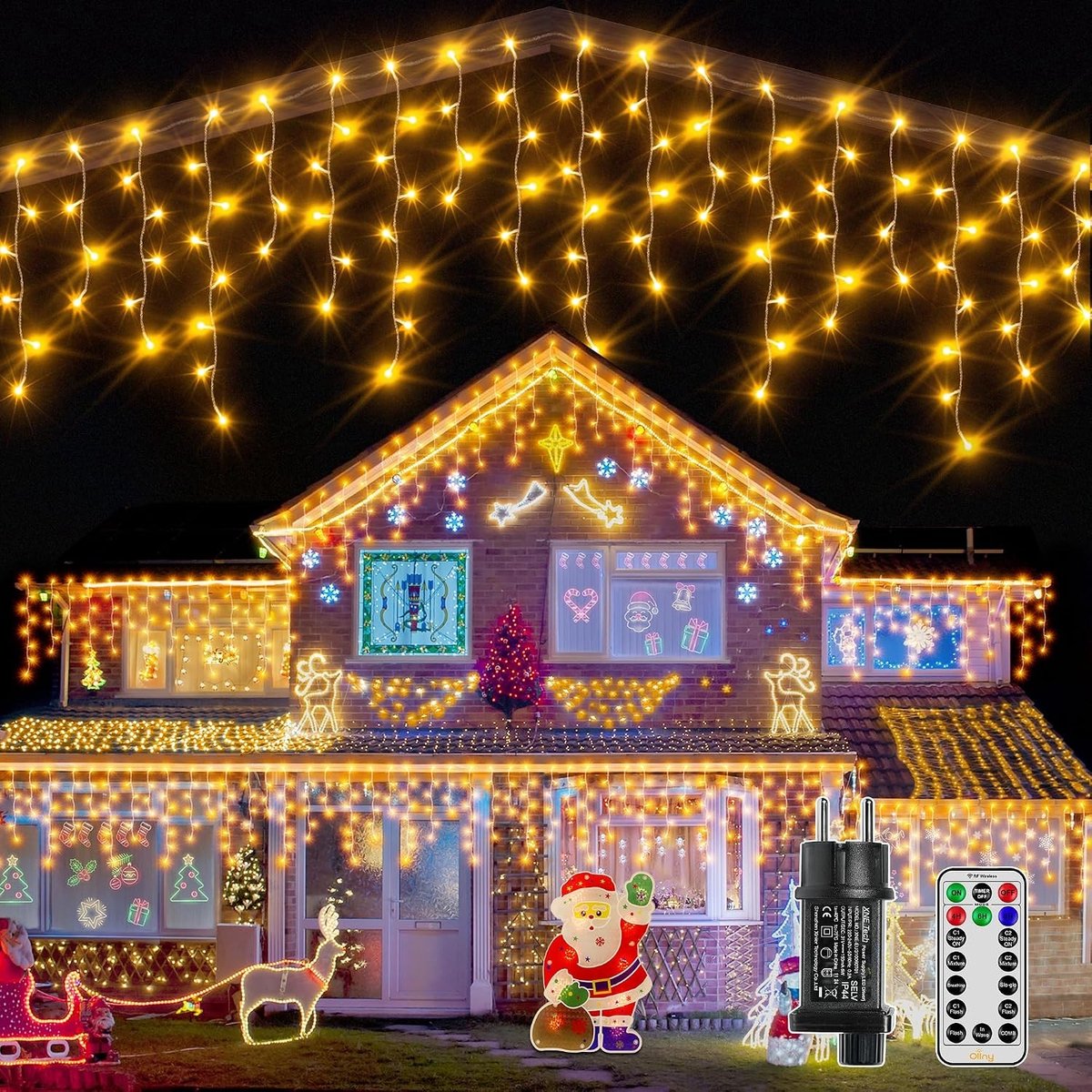 15 m Ice Rain Fairy Lights Buiten met 600 LED, Timer, 8 Modi en Geheugenfunctie voor Kerst, Bruiloft en Decoratie - Waterdichte Verlichting met Afstandsbediening voor Balkon, Dak en Raam