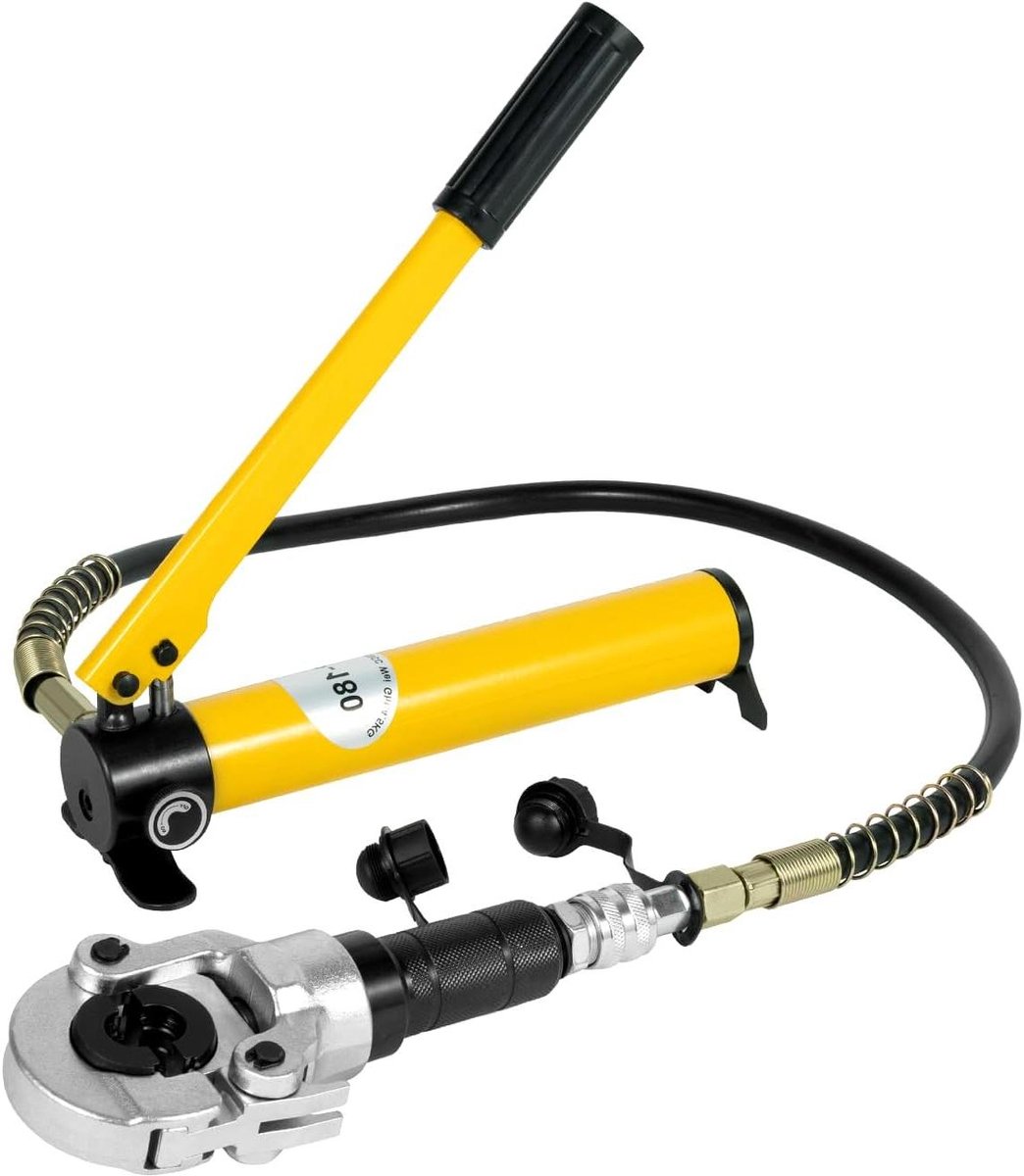 Hydraulische Krimptang - Buis Tang - Leidingen Persen - 6 Ton Druk - 9 Matrijzen - Geel