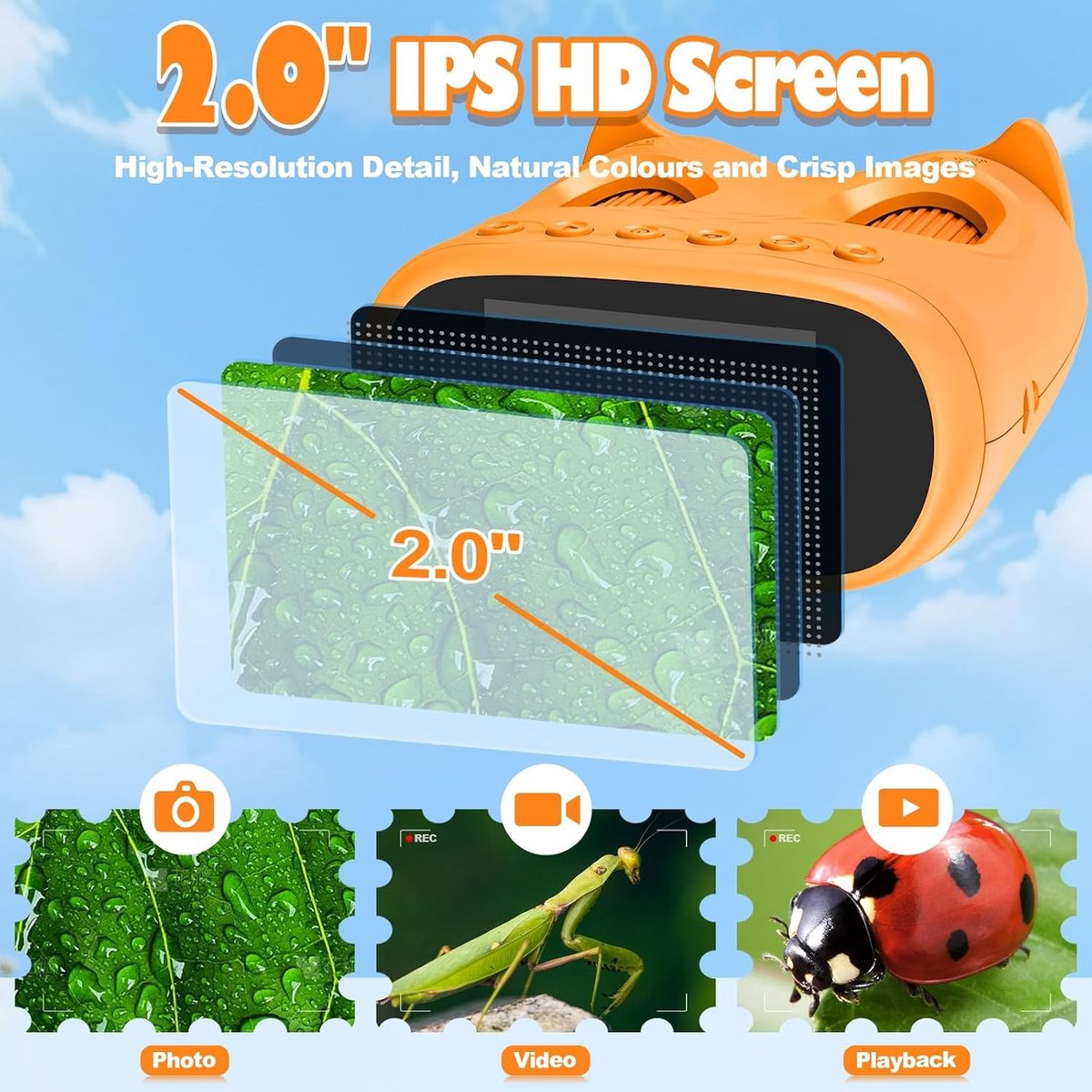 Handmicroscoop - Geel - 2,0 inch HD-scherm - Digitale 2-in-1 Microscoop en Telescoop voor Kinderen