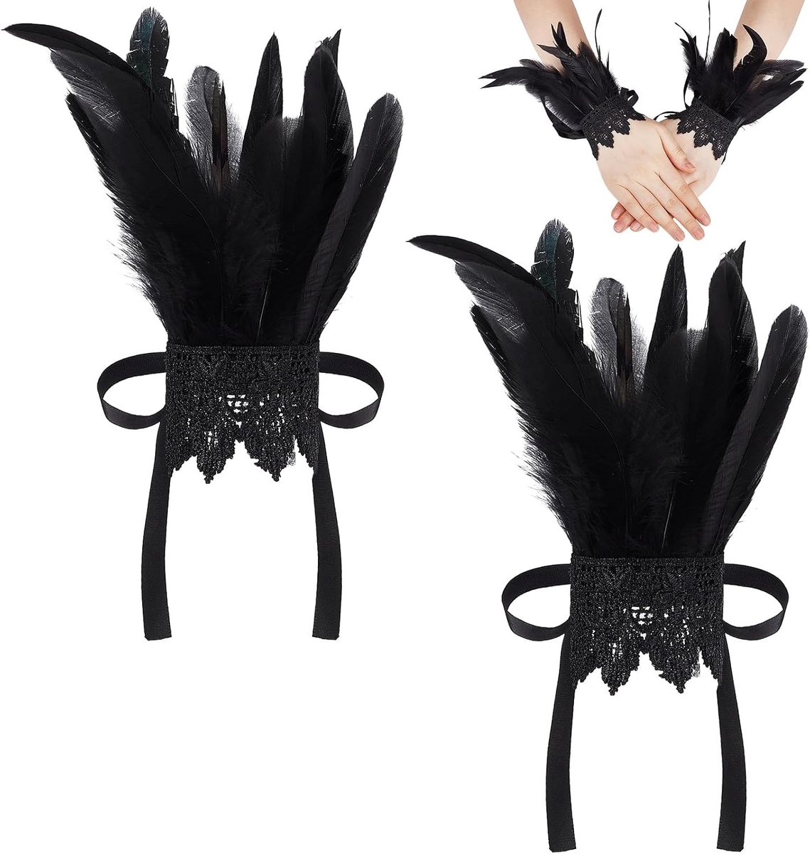Verstelbare veermanchetten voor polsen, 2 stuks, ideaal voor feestkostuums, carnaval en verjaardagen, trendy accessoires voor dames