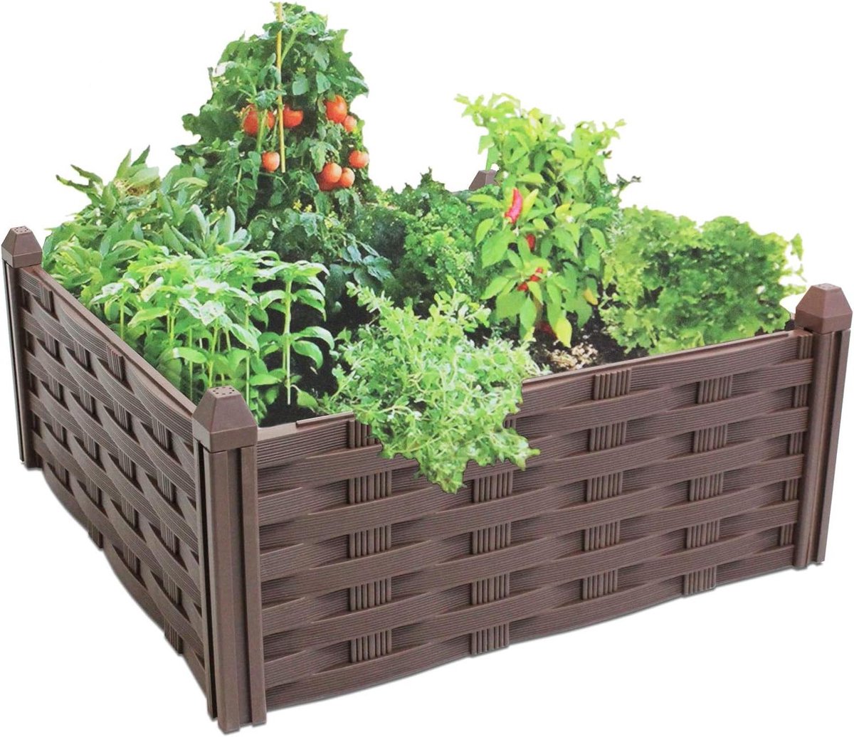 Bloemperkrand Set - Tuinrand Kunststof - Tuin Afbakenen - Modulair Systeem - 4 Stuks - Bruin