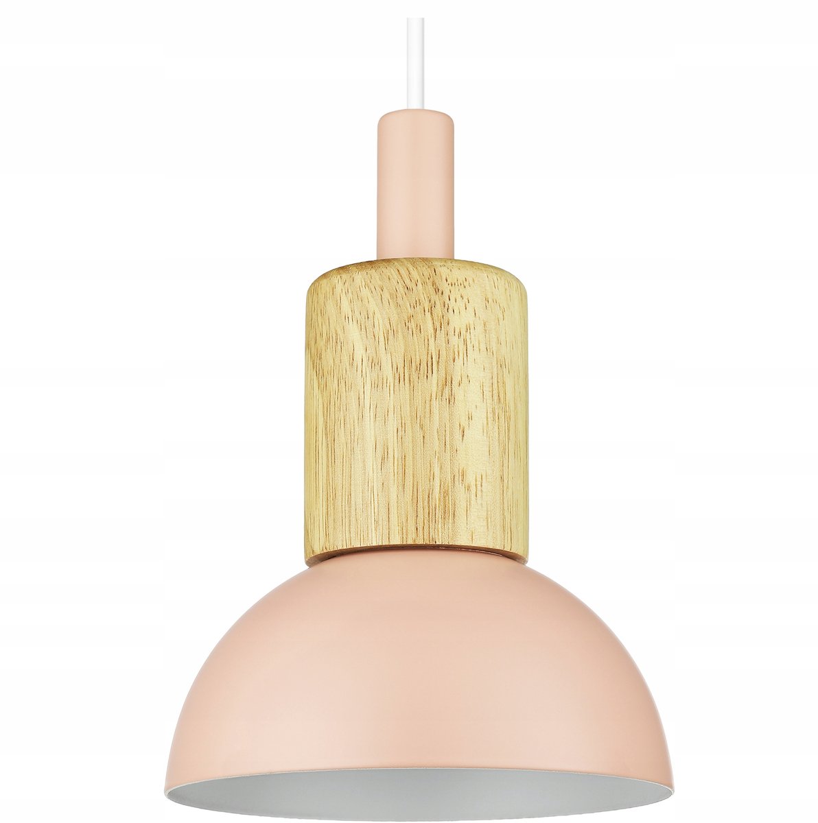 Pastel Roze Hanglamp E27 - Minimalistisch Design met Houten Accent