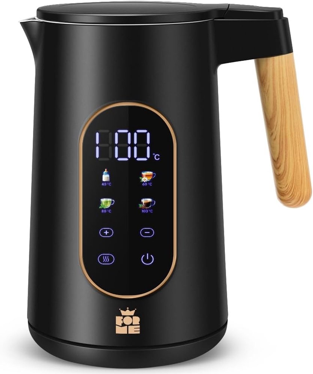 Retro waterkoker - RVS - 1,7 L - Digitale Temperatuurkeuze met Warmhoudfunctie - Voor Keukengebruik