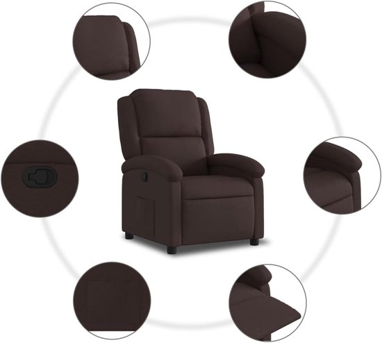 Relaxstoel - Fauteuil Leunstoel - Ontspannen Zitten - Handmatige Ligfunctie - 71x1445x82 cm - Donkerbruin — afbeelding 5