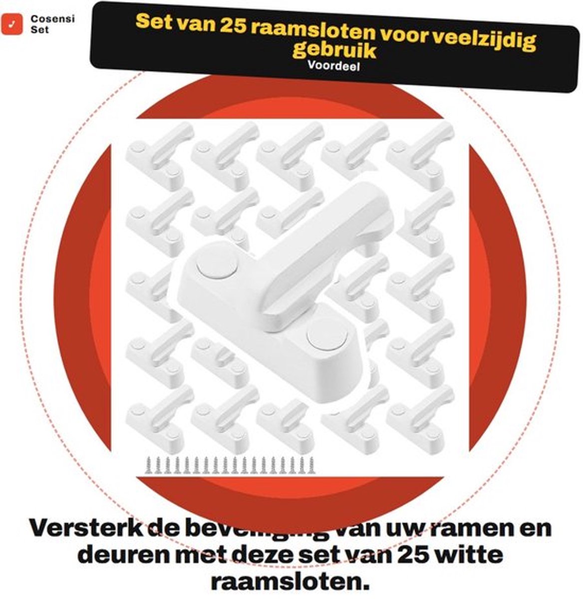 Sjerpstoorzender Set van 25 - Raambeveiliging - Raamsloten - Anti-diefstal - Flush Lock - Eenvoudige installatie - Raamslot