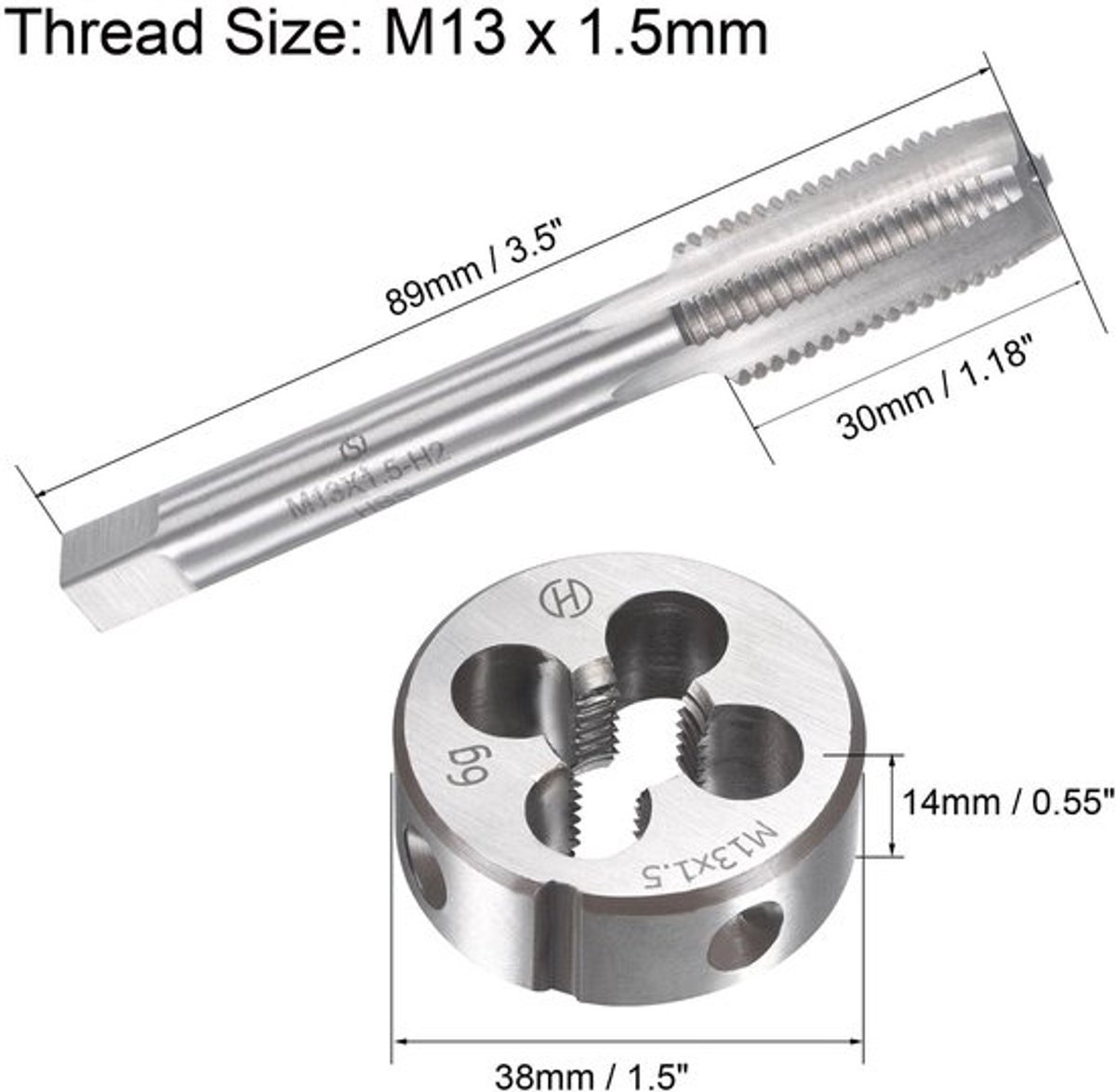 Schroefkraan M13 x 1,5 mm - Heavy-duty Tappen/Matrijzenset - Nauwkeurig Snijden - Voor Doe-het-zelf/Professioneel - Verlengde Duurzaamheid - Optimale Resultaten - Tapset