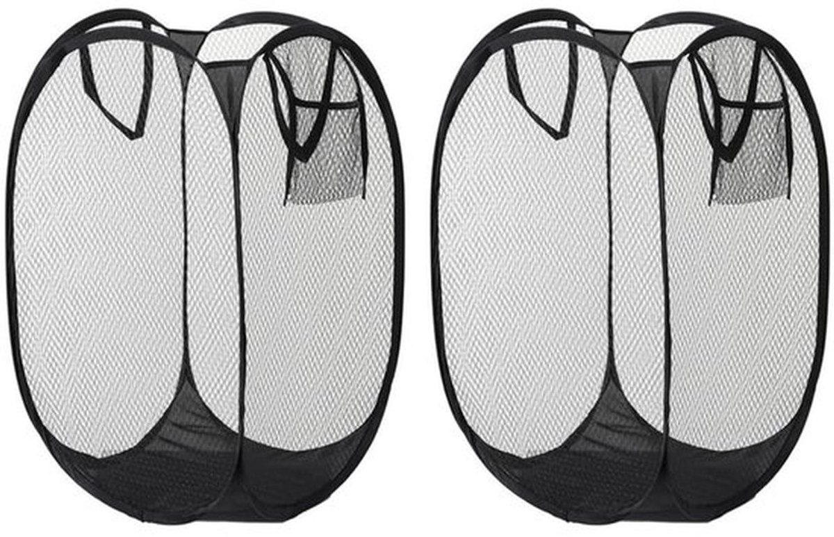 Wasmand 2 Stuks - Opvouwbaar - Nylon - Handgrepen - Zijvak - Slijtvast Materiaal - Kledingmand