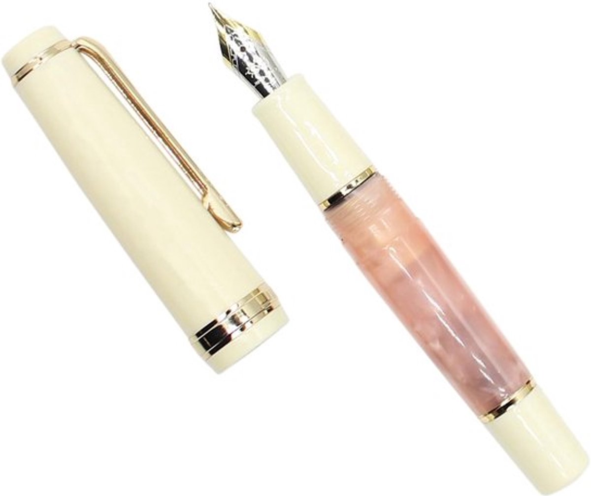 Gullor Mini Vulpen Gouden Trim, Acryl Pocket Pen, Roze, Fijne Penpunt (0.5mm)