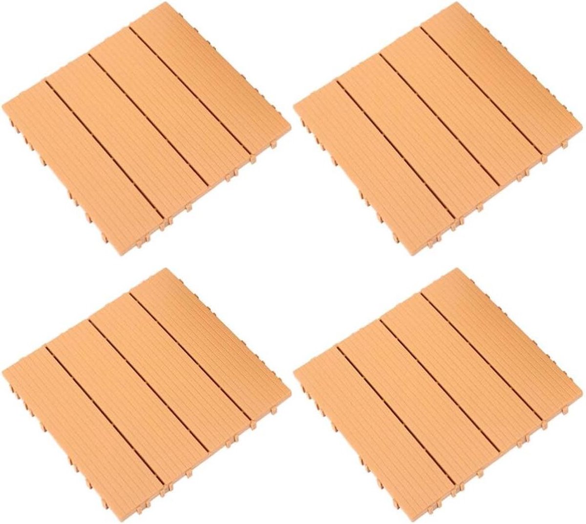 Veranda Tegels - Vlondertegels Buiten - Tuin Decoratie - Hoge Dichtheid Kunststof - 4 Stuks - Bruin