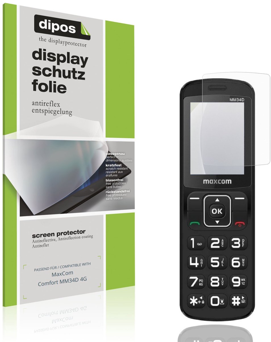 dipos – 4x Matte Beschermfolie geschikt voor MaxCom Comfort MM34D 4G | Krasbestendige & antireflecterende Screenprotector Ultra-Thin
