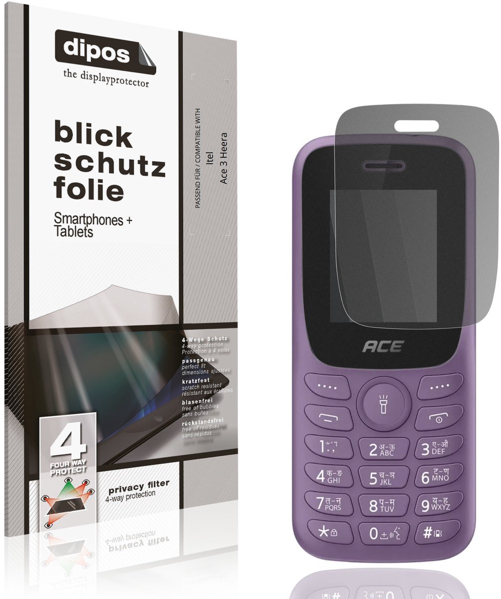 dipos – Matte Privacy Screenprotector geschikt voor Itel Ace 3 Heera | Anti-Spy Beschermfolie