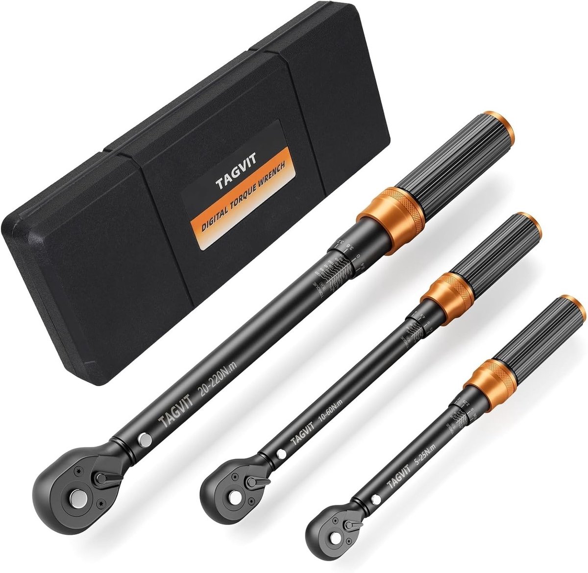 Momentsleutel voor fiets - 3-delige set - 1/4, 3/8 en 1/2 inch - Cr-V staal met ergonomische handgreep - Voor fiets, motor en auto